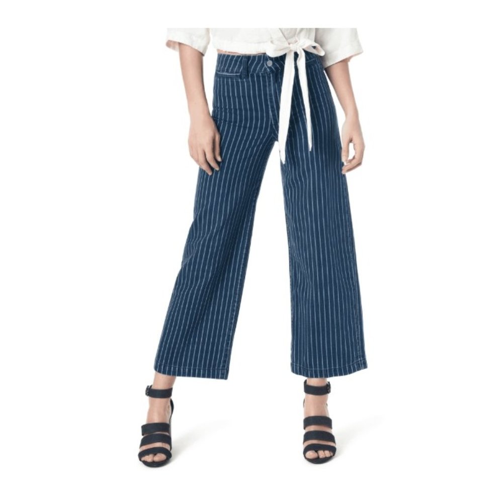 Joes Jeans High-Rise Wide-Leg Cropped Pin Stripes